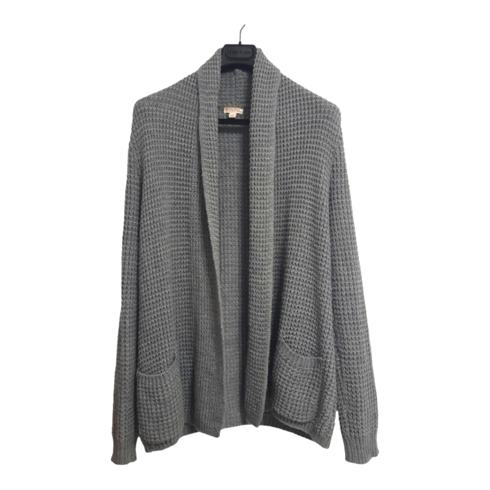 Merona Gray 100% Acrilyc Cardigan Knit Sweater Size Large